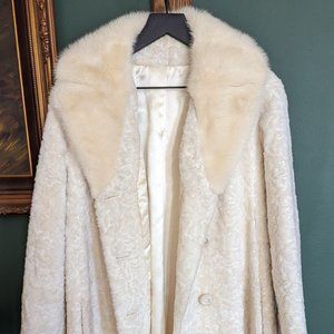 Vintage White Faux Persian Lamb Coat